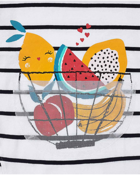 T-shirt branca comprida de malha para menina Juicy