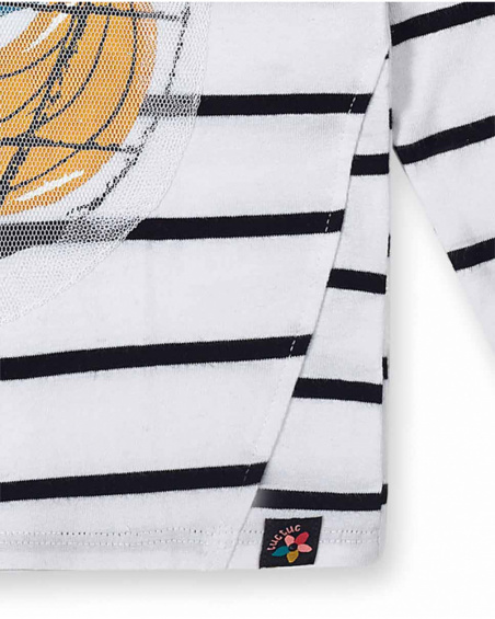 T-shirt branca comprida de malha para menina Juicy