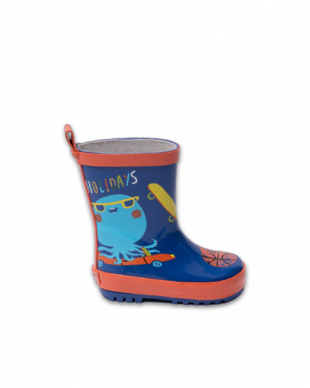 Botas de água azul para férias de menino