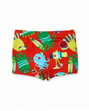 Bermudas de banho curtas vermelhas para festas de menino