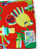 Bermudas de banho curtas vermelhas para festas de menino