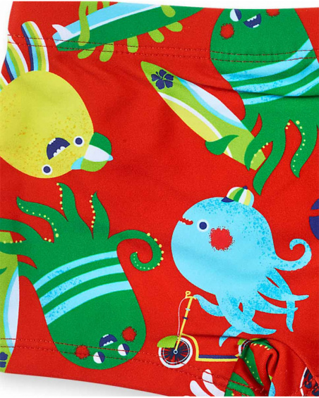 Bermudas de banho curtas vermelhas para festas de menino