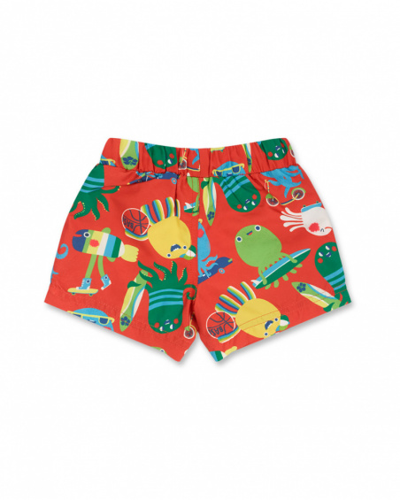 Calções de banho vermelhos para férias de menino