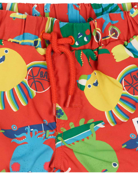 Calções de banho vermelhos para férias de menino