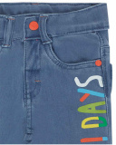 Calças compridas de malha azul para menino Férias