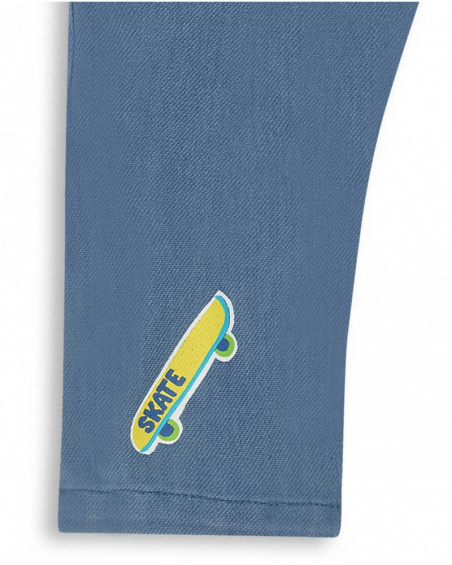 Calças compridas de malha azul para menino Férias