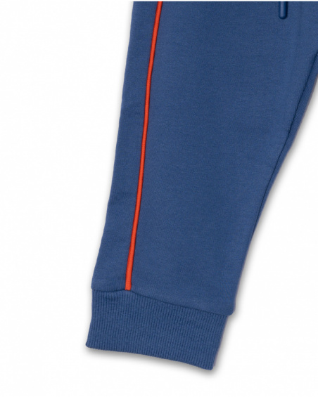 Calças compridas de pelúcia azul para menino Férias