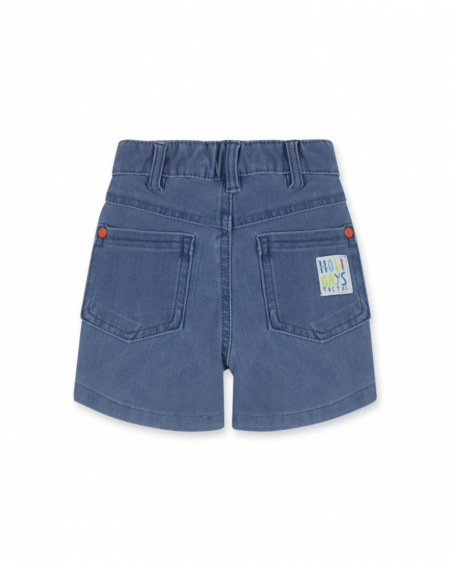 Bermudas de tricô azul para menino Férias
