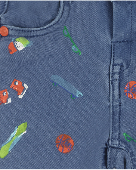 Bermudas de tricô azul para menino Férias