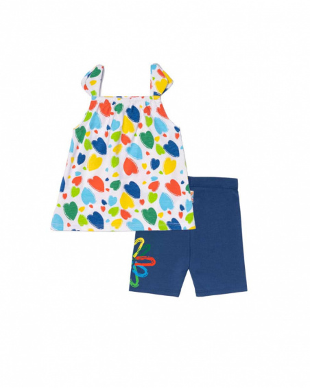 Conjunto de tricô branco azul para festa de menina