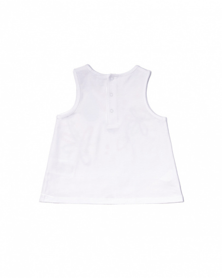 T-shirt de malha branca nó para férias menina