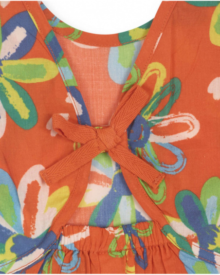 T-shirt de popeline vermelha para menina Férias