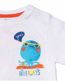 T-shirt de malha branca para férias de menino