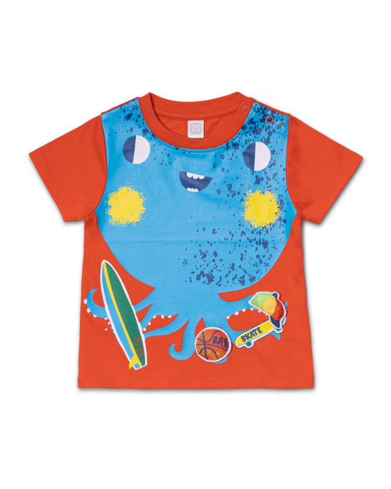 T-shirt de malha vermelha para menino Férias