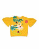 T-shirt de malha amarela para menina Tropic Feelings