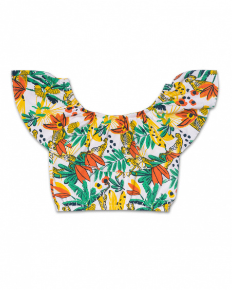 T-shirt de malha estampada para menina Tropic Feelings