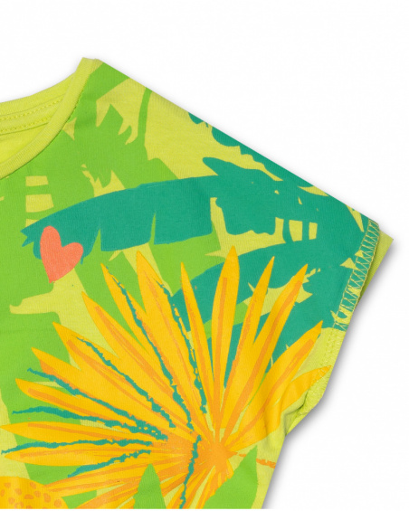T-shirt de malha verde para menina Tropic Feelings