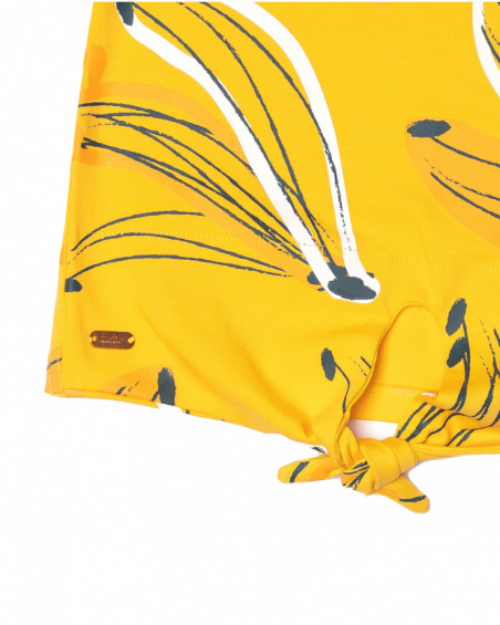 T-shirt em malha amarela para menina Tropic Feelings
