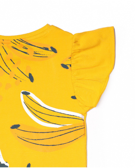 T-shirt em malha amarela para menina Tropic Feelings