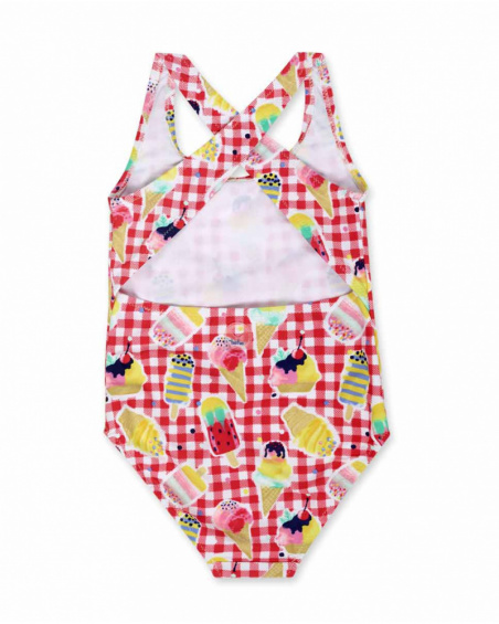 Fato de banho de guingão vermelho para menina Really Sweet