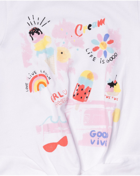 T-shirt malha branca com nó para menina Really Sweet