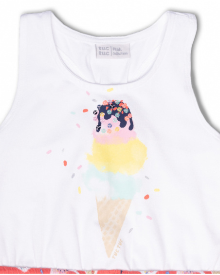 Vestido de malha branco vermelho para menina Really Sweet