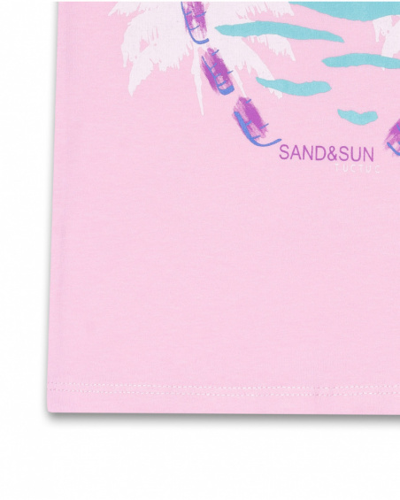 T-shirt de malha rosa para menina Malibu