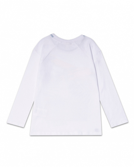T-shirt branca comprida de malha para menino Lost Paradise