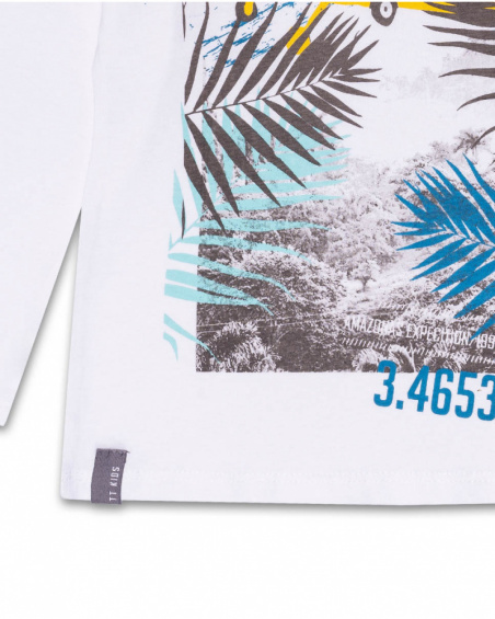 T-shirt branca comprida de malha para menino Lost Paradise