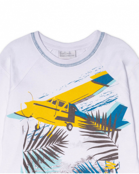 T-shirt branca comprida de malha para menino Lost Paradise
