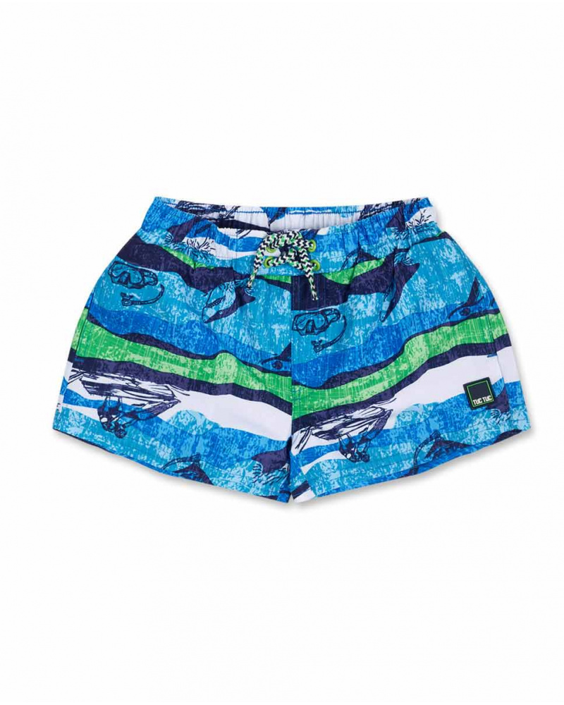 Bermuda de natação curta estampada para menino Diving Adventures