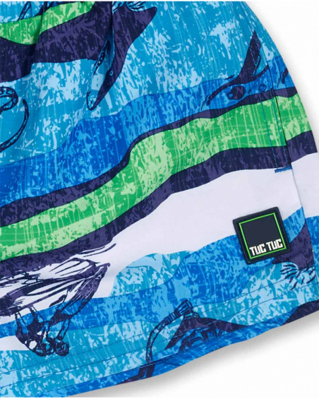 Bermuda de natação curta estampada para menino Diving Adventures