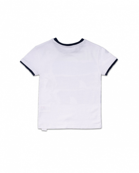 T-shirt branca às riscas de malha para menino Diving Adventures