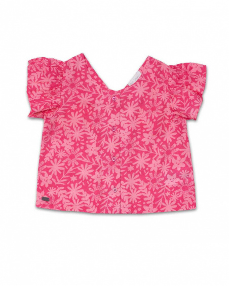 Blusa de popeline fúcsia para menina Amazonia