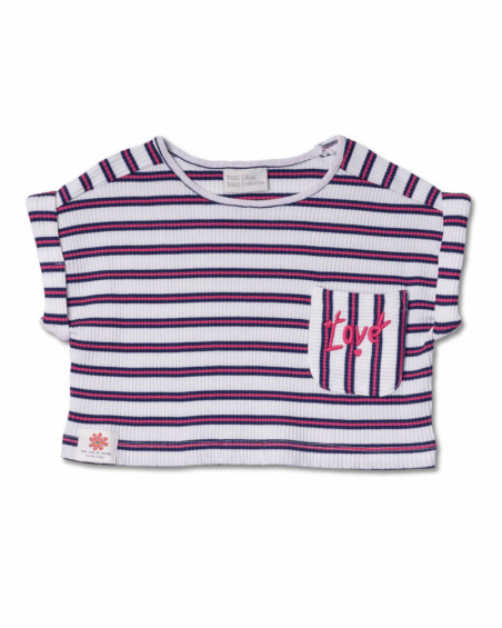 T-shirt malha às riscas para menina Amazonia