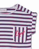 T-shirt malha às riscas para menina Amazonia