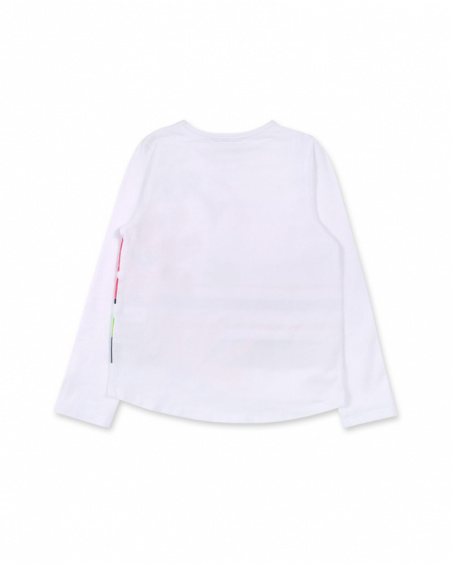 T-shirt comprida em malha branca para menina Amazonia