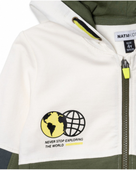 Sweatshirt de malha caqui branca aberta para menino Desert trail Sweatshirt de malha caqui branca aberta para menino Desert trail
