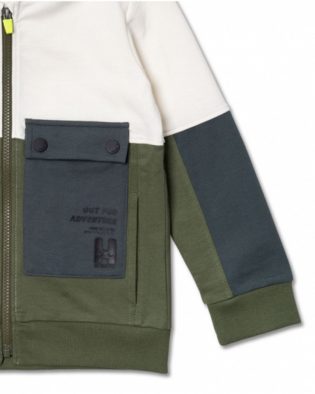 Sweatshirt de malha caqui branca aberta para menino Desert trail Sweatshirt de malha caqui branca aberta para menino Desert trail