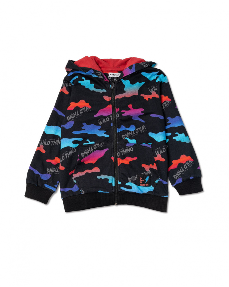 Wild thing boy's moletom estampado de malha aberta
