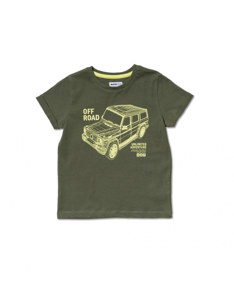 T-shirt em malha caqui para menino Desert trail