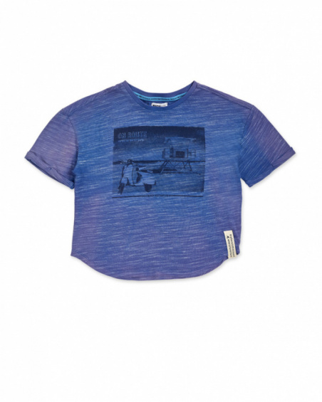T-shirt em malha azul para menino The coast