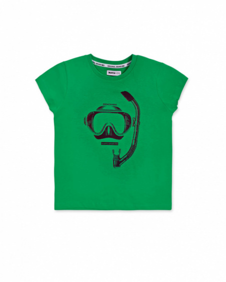 T-shirt em malha verde para menino The coast