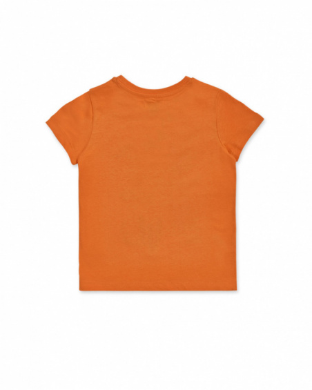 T-shirt malha laranja para menino Beach Days