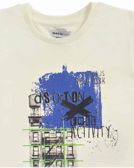 T-shirt em malha branca para menino Urban Activist