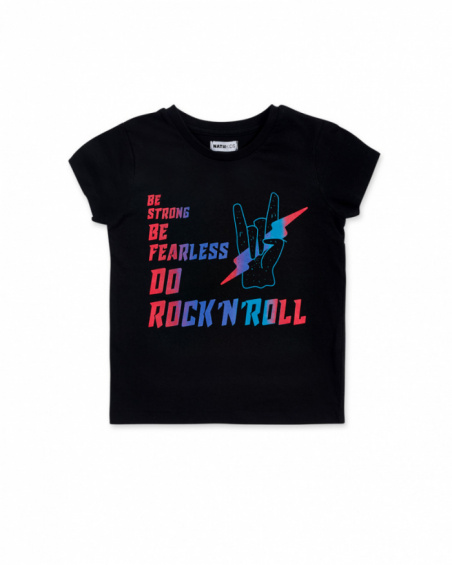 T-shirt em malha preta para menino Wild thing T-shirt em malha preta para menino Wild thing