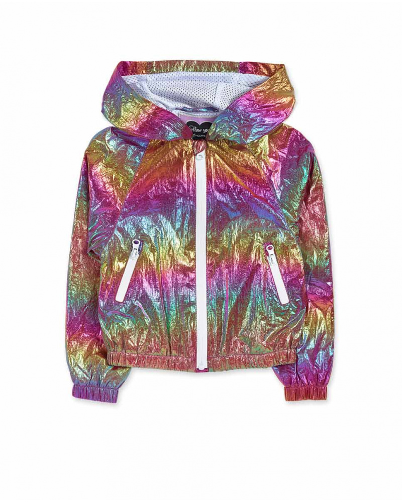 Jaqueta flat rosa com holograma para menina Paradiso beach