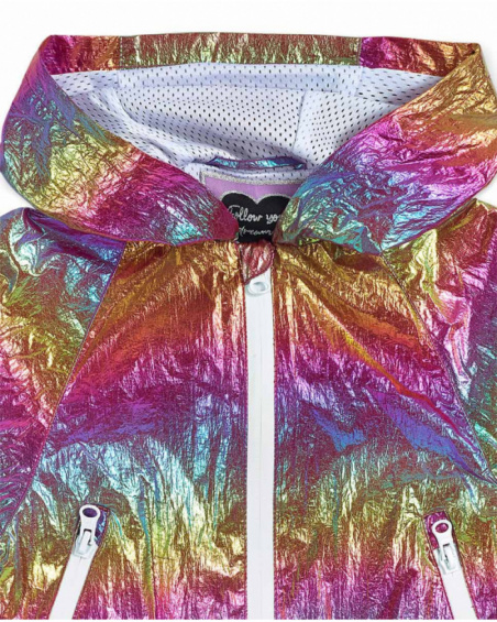 Jaqueta flat rosa com holograma para menina Paradiso beach