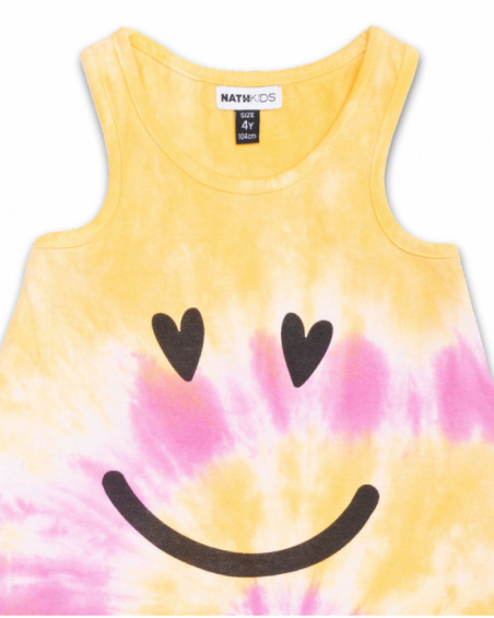 Vestido de malha tie-dye rosa amarelo para menina Rebel Girl