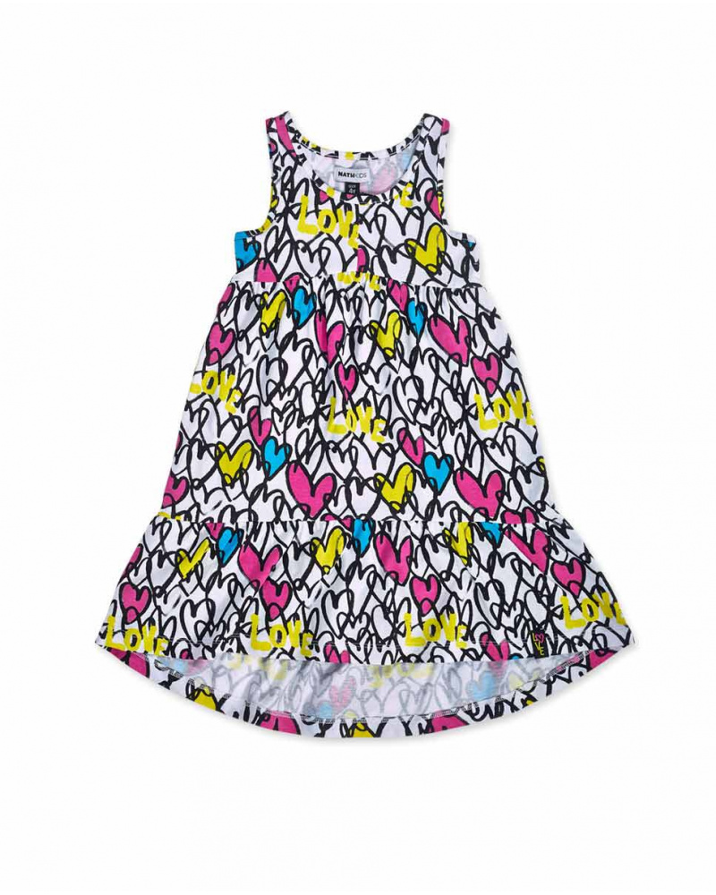 Vestido branco estampado de malha para menina Rebel Girl